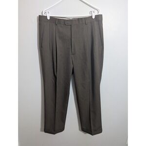 Croft & Barrow Men's Brown Dress Pants Size 38x29 Pleated Front Rolled Cuff Hem